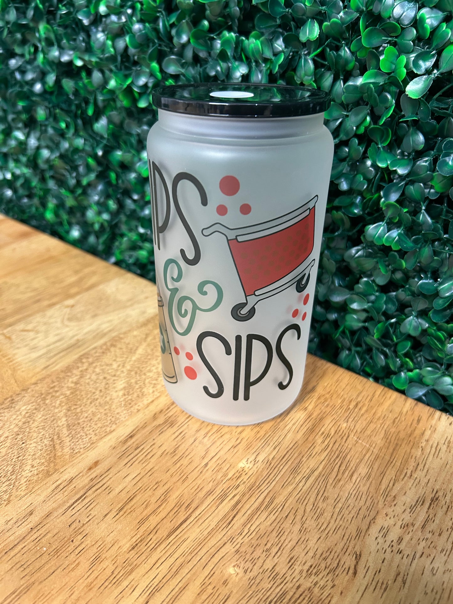 Trips and Sips 16oz Frosted Glass Tumbler