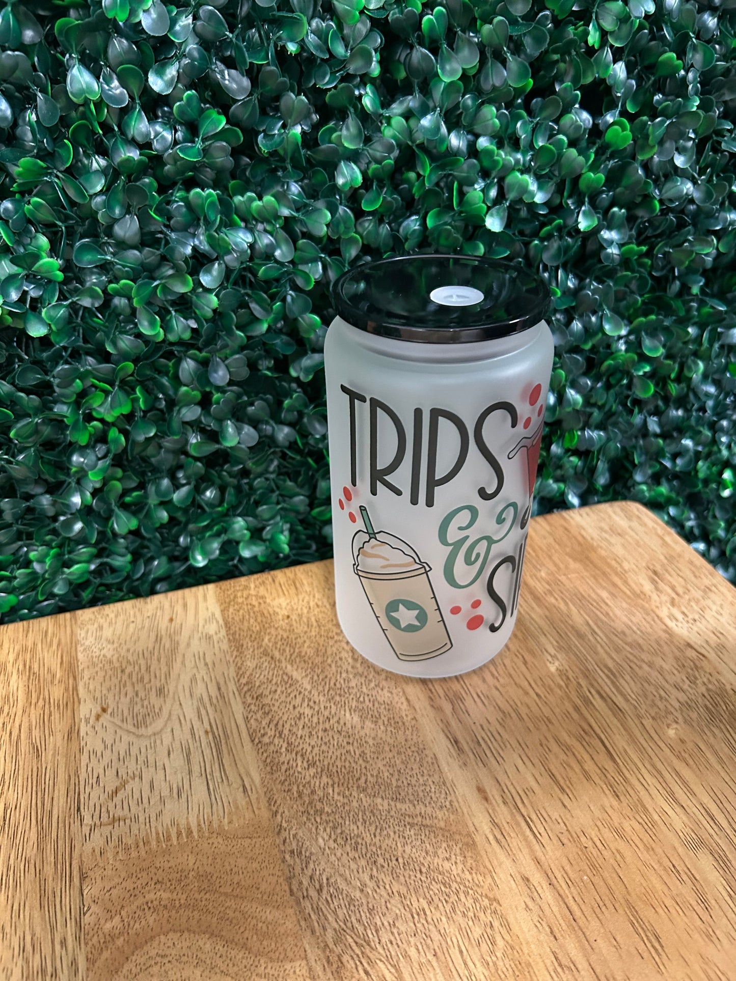 Trips and Sips 16oz Frosted Glass Tumbler