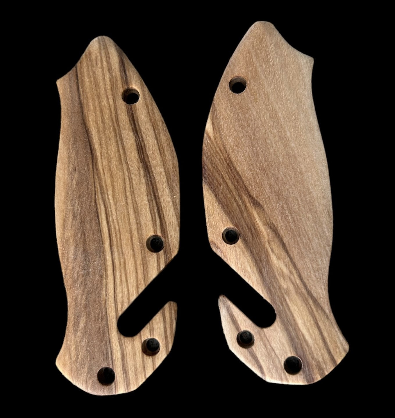Olive wood knife handle replacement pieces (front and back)