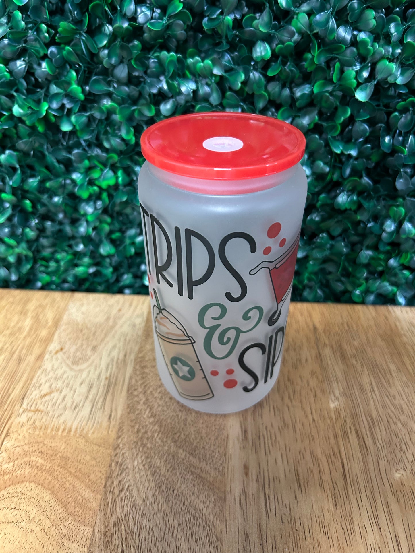 Trips and Sips 16oz Frosted Glass Tumbler