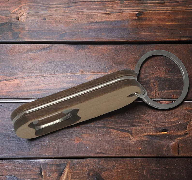 Wood/Metal Key Chain Bottle Opener (5-pack)