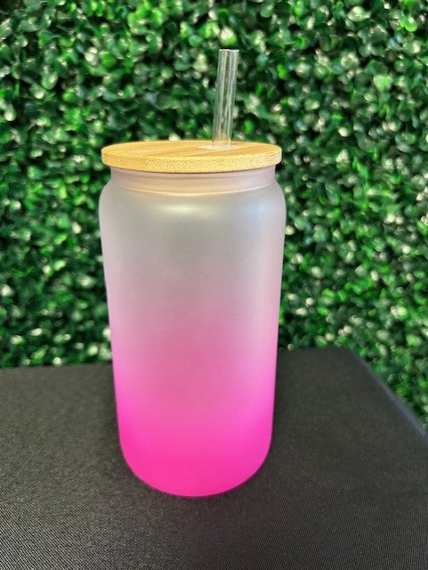 16oz Frosted Ombre Glass Sublimation Tumbler