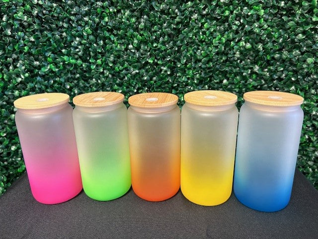 16oz Frosted Ombre Glass Sublimation Tumbler