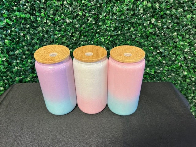 16oz Ombre Shimmer Glass Sublimation Tumbler