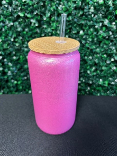 16oz Solid Shimmer Glass Sublimation Tumbler