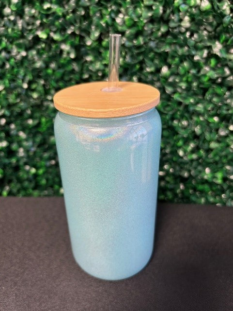 16oz Solid Shimmer Glass Sublimation Tumbler