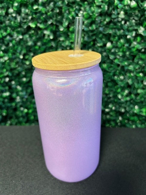 16oz Solid Shimmer Glass Sublimation Tumbler