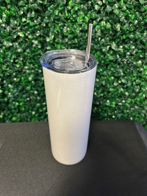 20oz Shimmer White Skinny Sublimation Tumbler