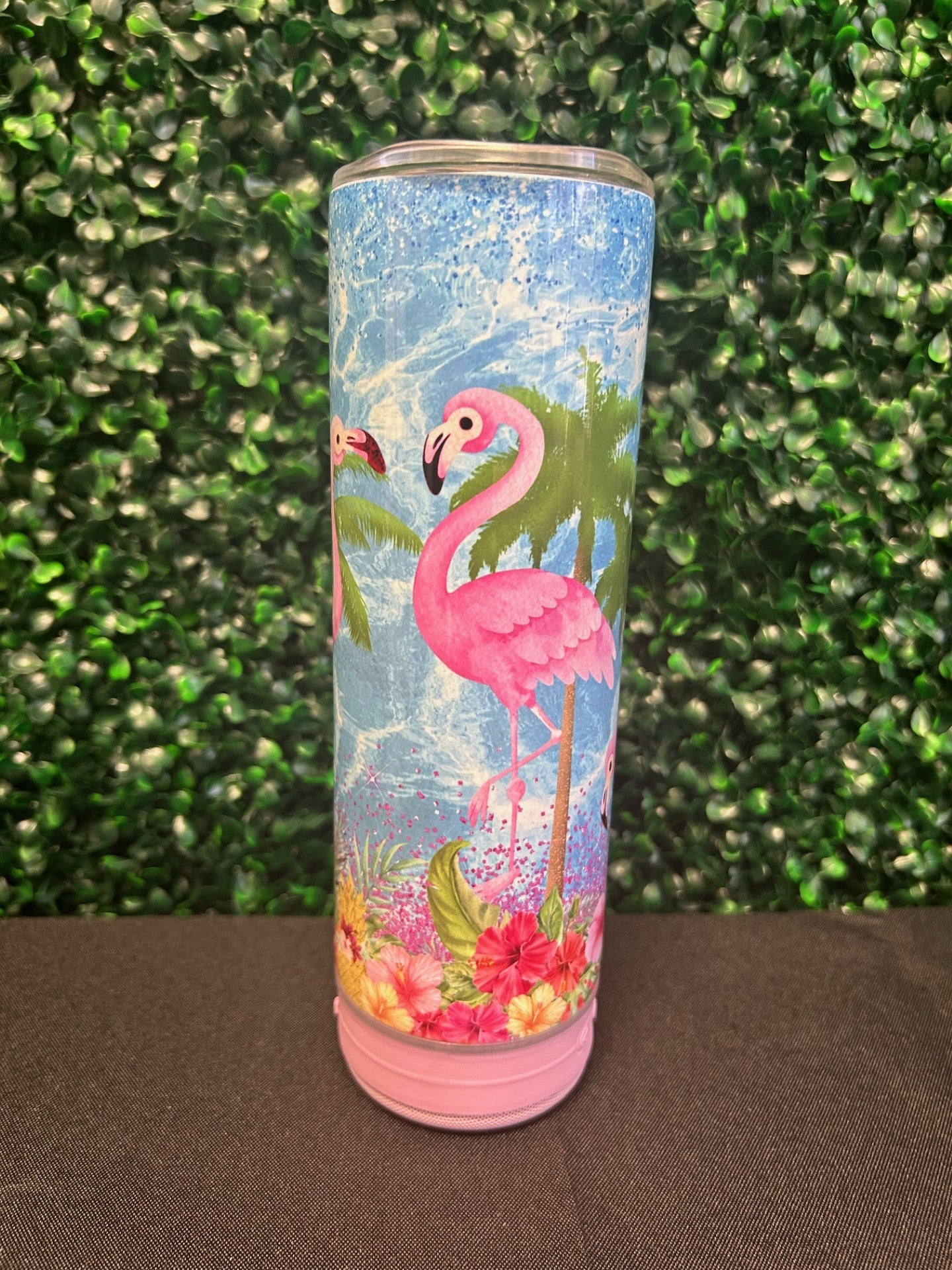 20oz Flamingo Bluetooth Speaker Tumbler