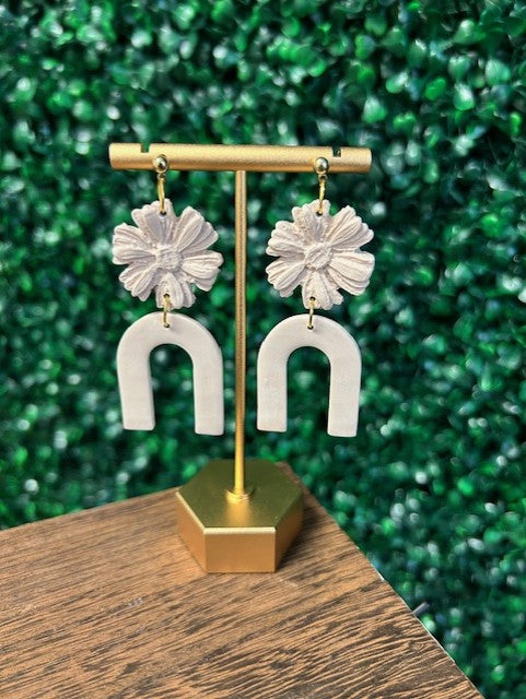 Dusty Green Flower Dangle Earrings