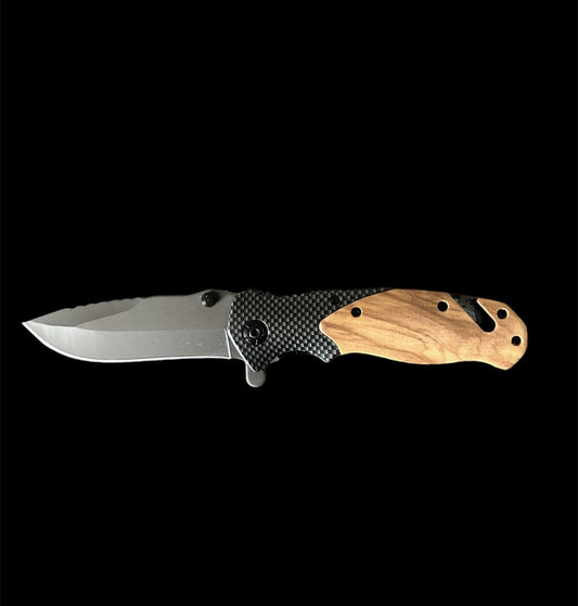 Folding Pocket Knife, Olive Wood and Stainless Steel